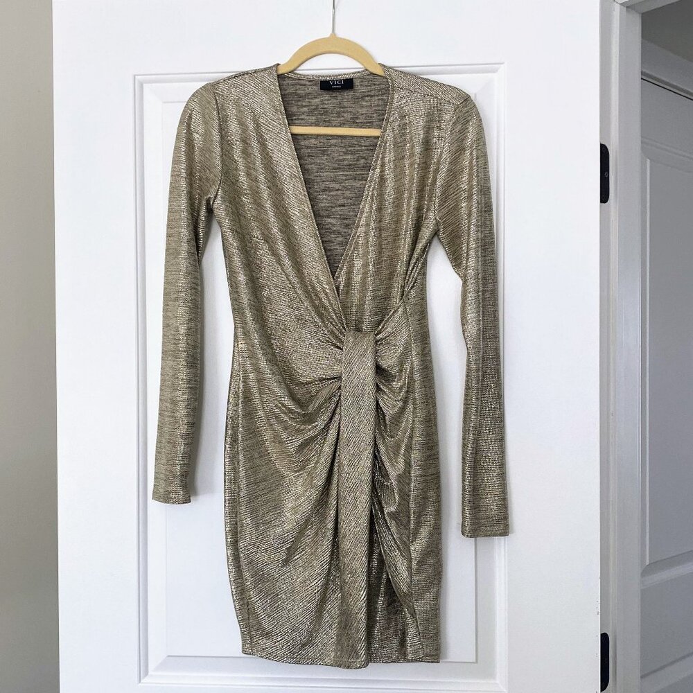 Vici Luminescent Long Sleeve Twist Dress - Small